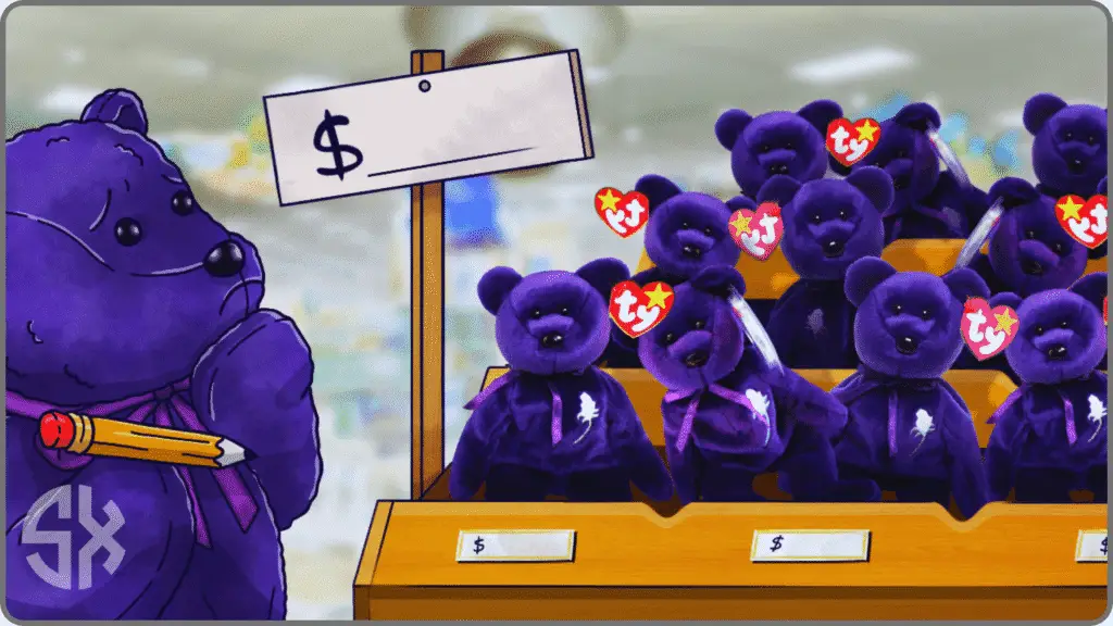 Collection of Beanie Babies featuring the Diana Beanie Baby in the center