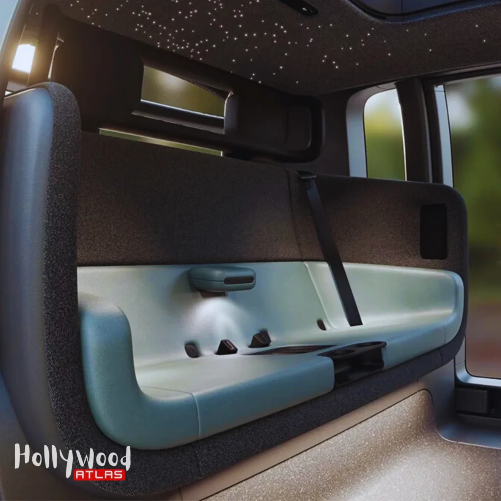 Interior of Zoox robotaxi highlighting seating and amenities for T-Mobile Arena guests