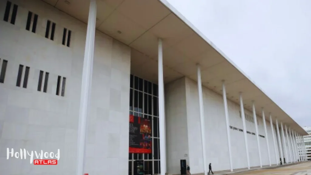 Workers updating the facade of the Trump Kennedy Center in Washington, D.C.