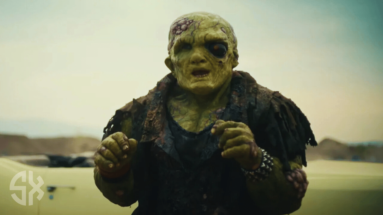 Peter Dinklage as Winston Gooze transformed into a mutant vigilante in The Toxic Avenger 2025
