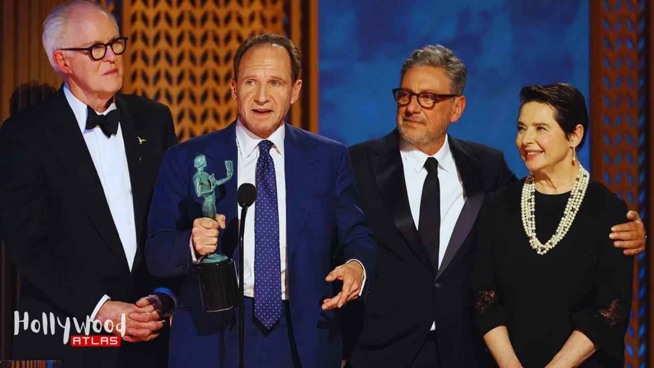 Apollo 13 SAG Award cast accepting the ensemble honor onstage